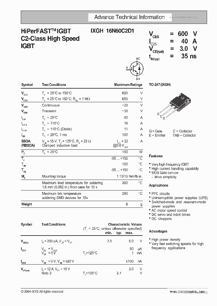 IXGH16N60C2D1_5525971.PDF Datasheet