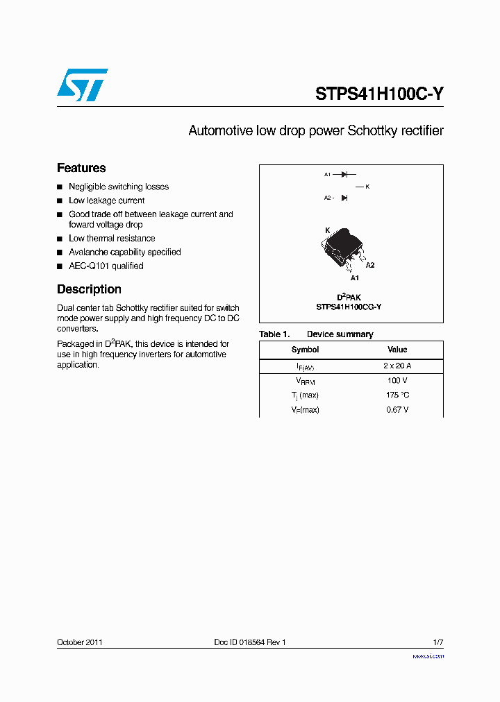STPS41H100C-Y_5527128.PDF Datasheet
