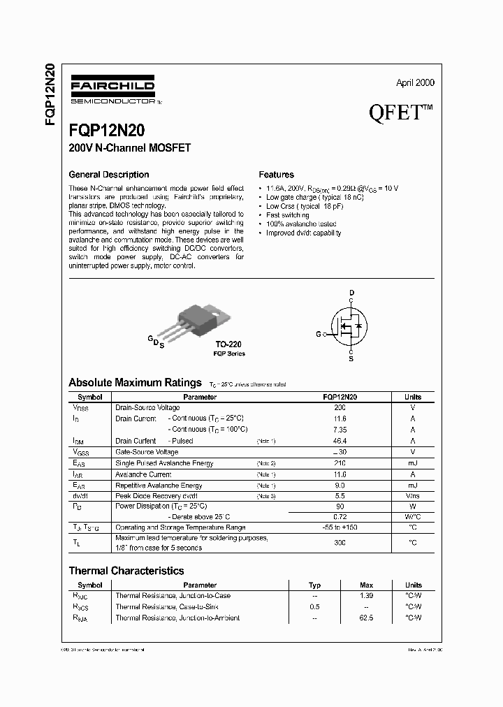 FQP12N20_5563259.PDF Datasheet