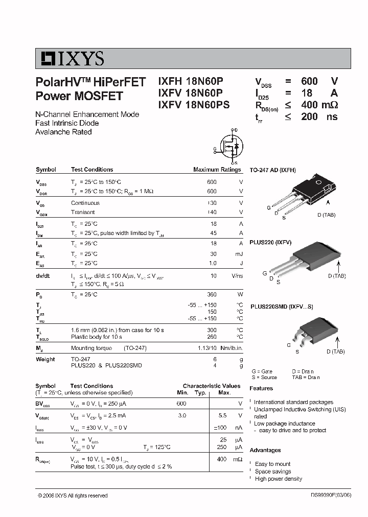IXFV18N60PS_5567960.PDF Datasheet