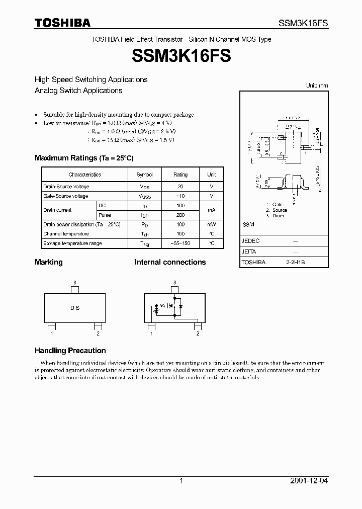 SSM3K16FS_5580827.PDF Datasheet