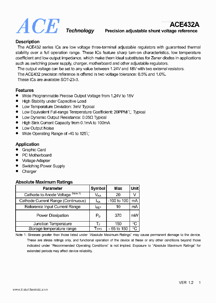 ACE432A_5613268.PDF Datasheet