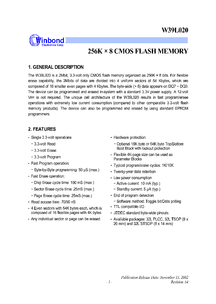 W39L020_5598581.PDF Datasheet
