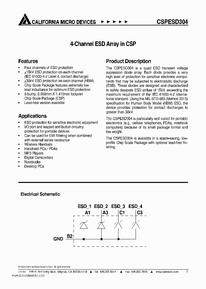 CSPESD304_5601459.PDF Datasheet