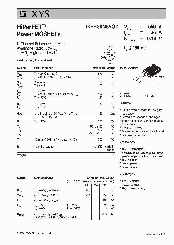 IXFH36N55Q2_5638879.PDF Datasheet