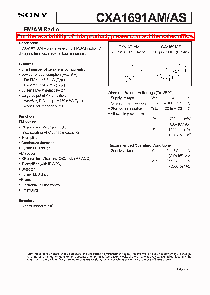 CXA1691AMAS_5629538.PDF Datasheet