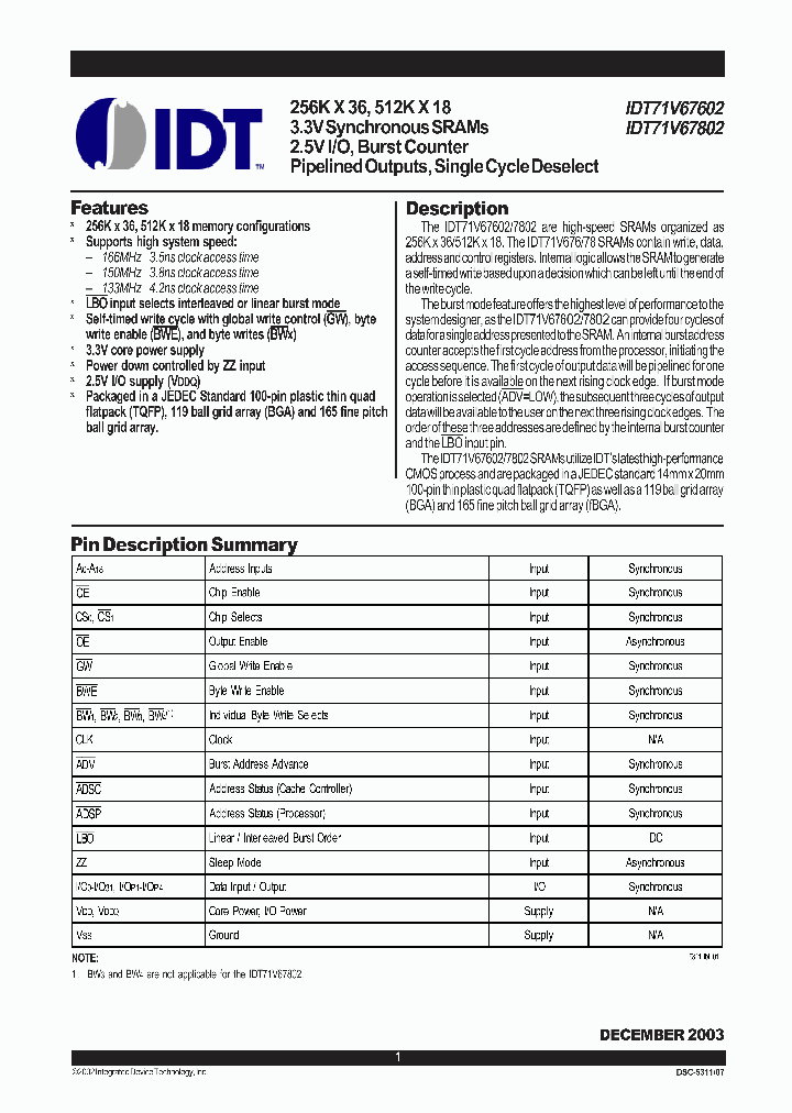 IDT71V67602S150BQ_5666145.PDF Datasheet