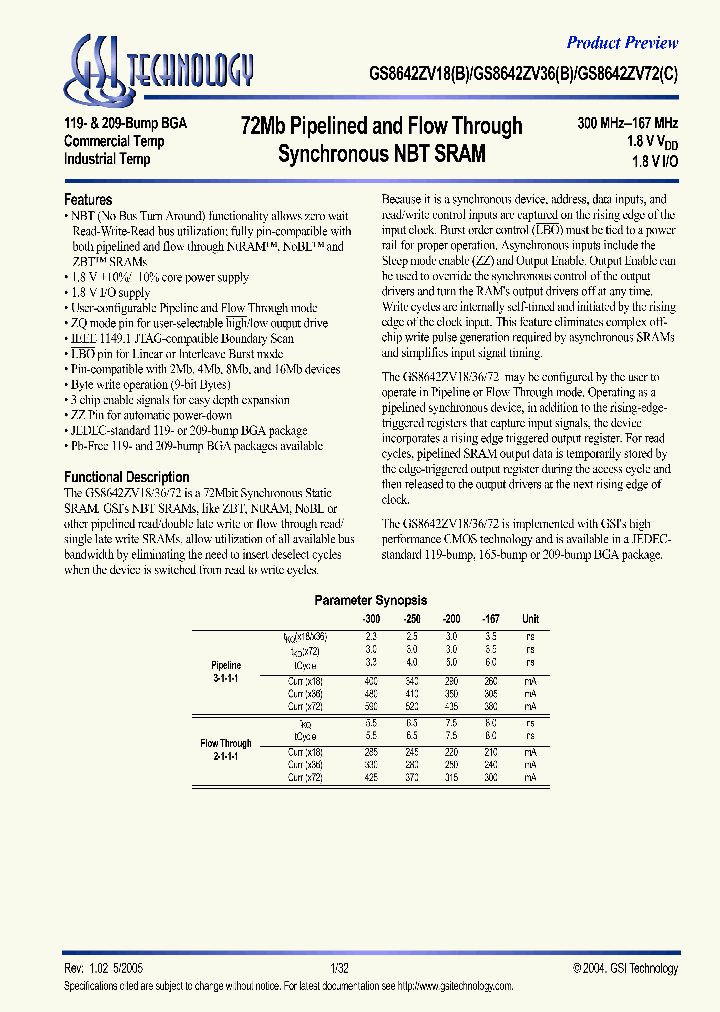 GS8642ZV36GB-250I_5670880.PDF Datasheet