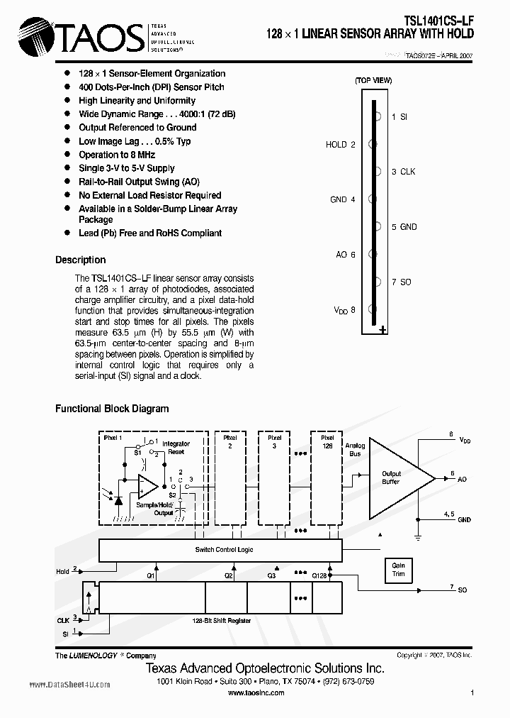 TSL1401CS-LF_5690347.PDF Datasheet