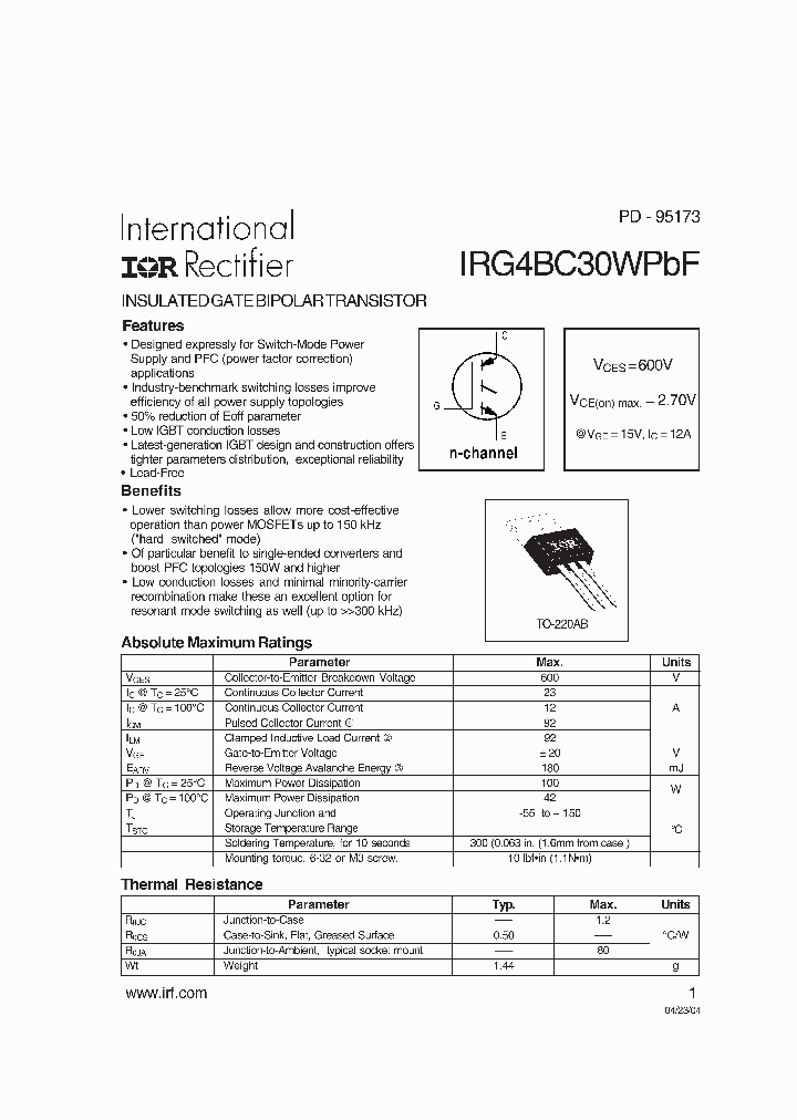 IRG4BC30WPBF_5706065.PDF Datasheet