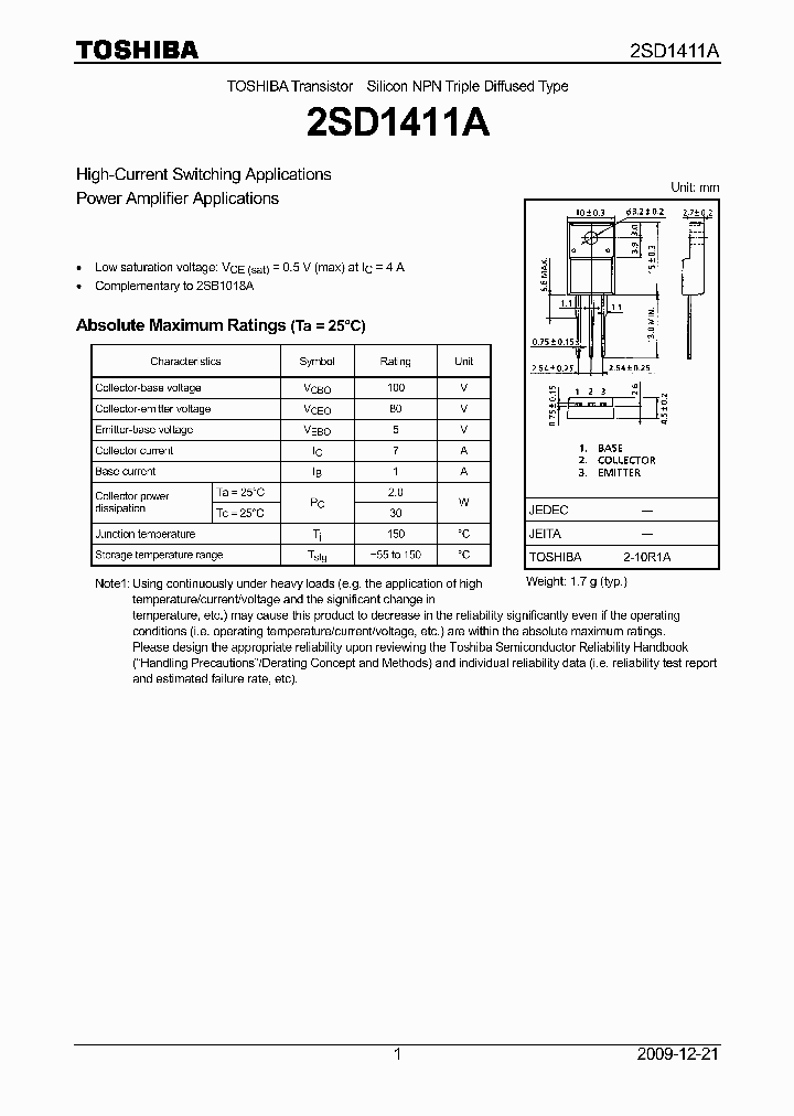 2SD1411A_5741270.PDF Datasheet
