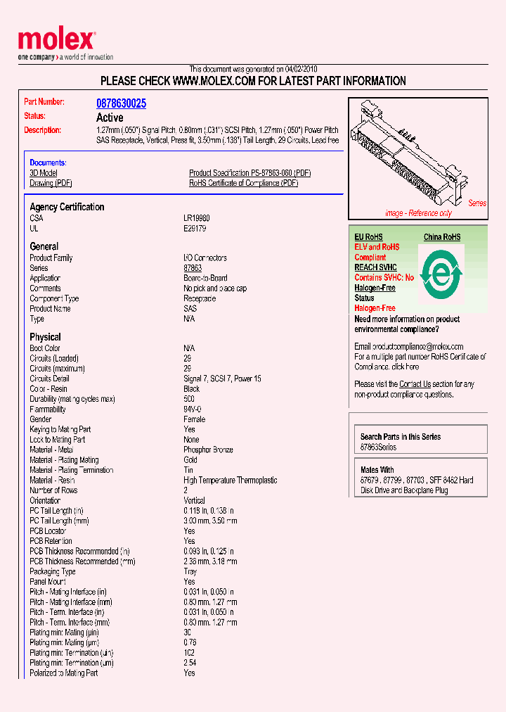 87863-0025_5744138.PDF Datasheet