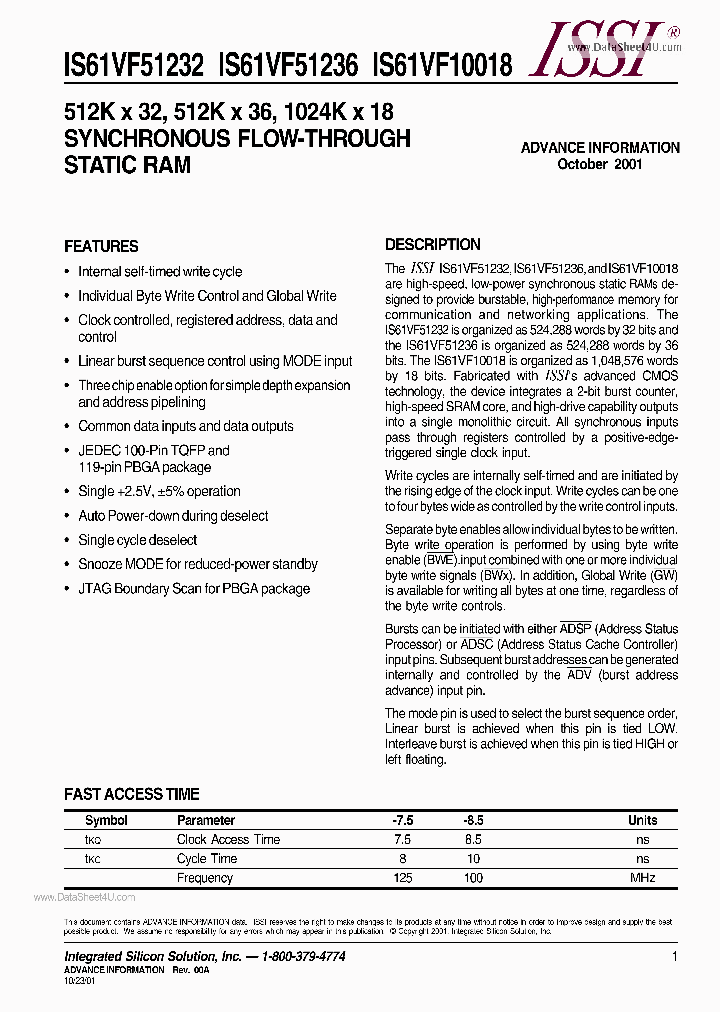 IS61VF51232_5756782.PDF Datasheet