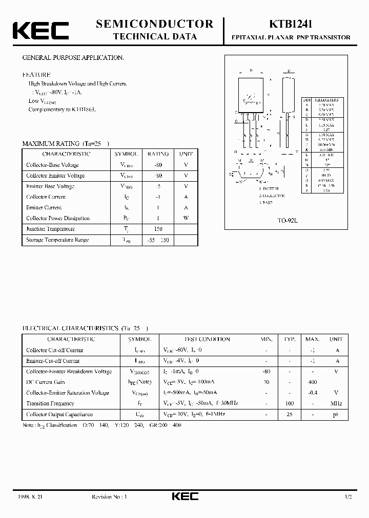 KTB1241_5776764.PDF Datasheet