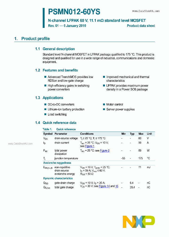PSMN012-60YS_5800560.PDF Datasheet