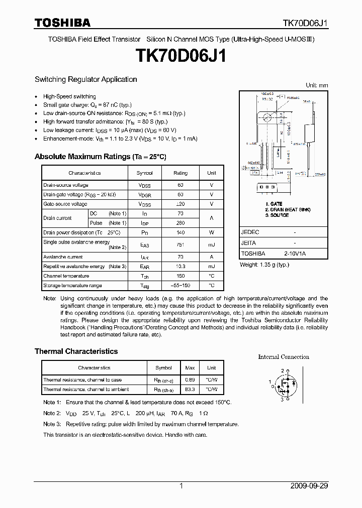 TK70D06J109_5825152.PDF Datasheet