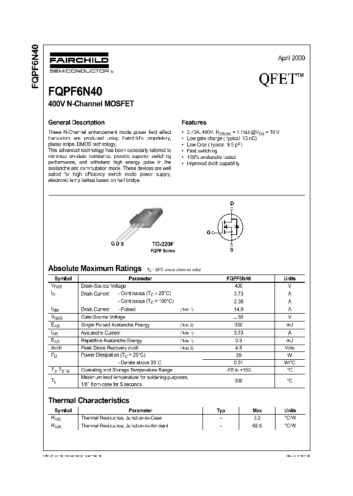FQPF6N40_5882619.PDF Datasheet