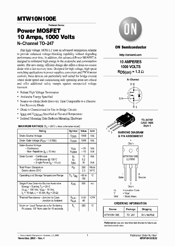 MTW10N100E-D_5885095.PDF Datasheet