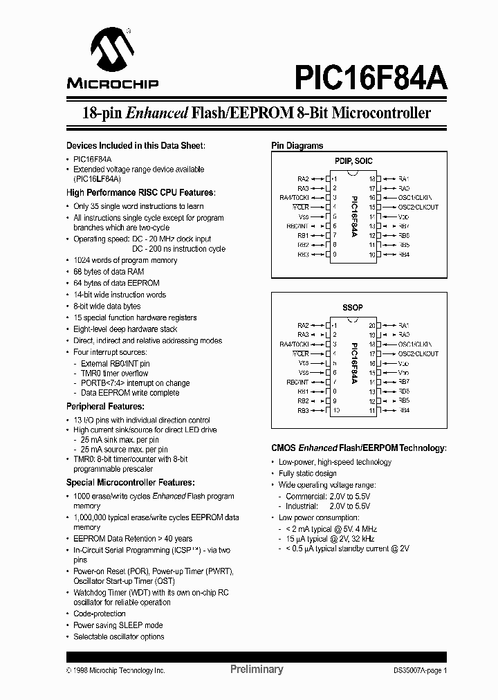 PIC16F84A-04ISO_5891200.PDF Datasheet