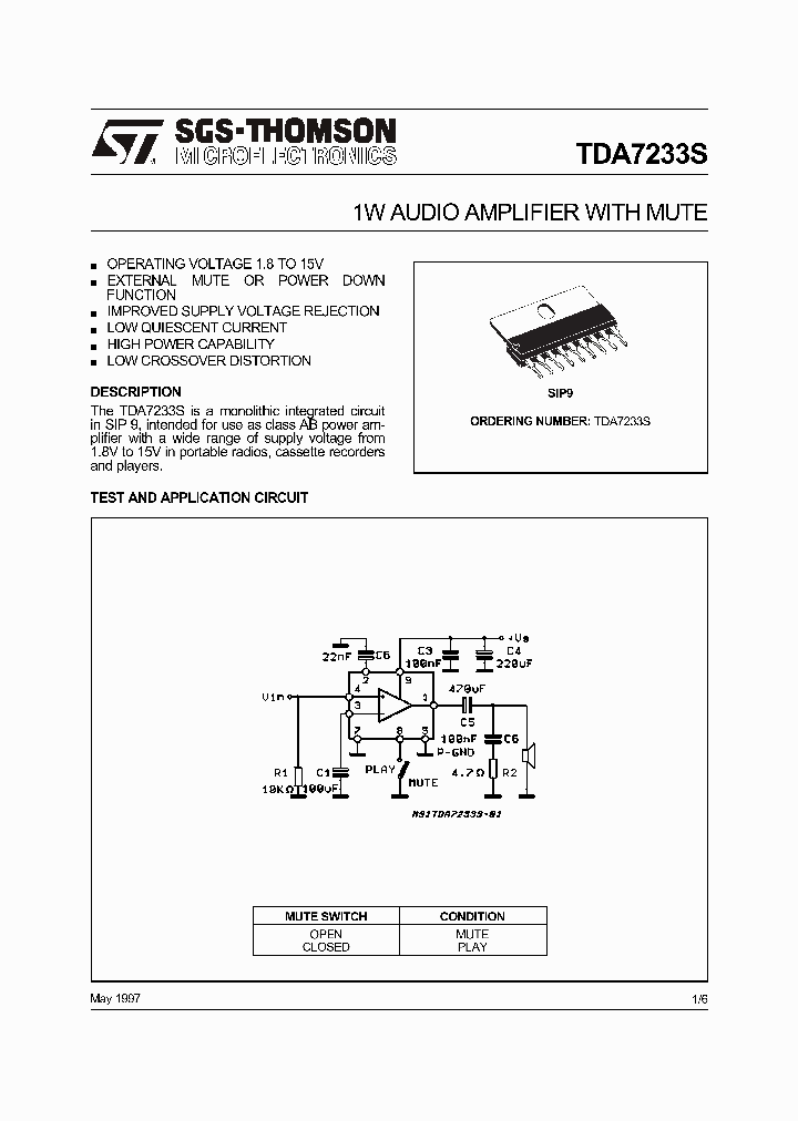 TDA7233S_5899220.PDF Datasheet