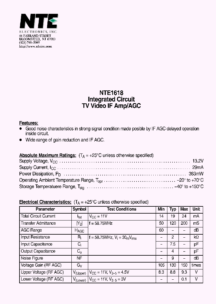 NTE1618_5912814.PDF Datasheet