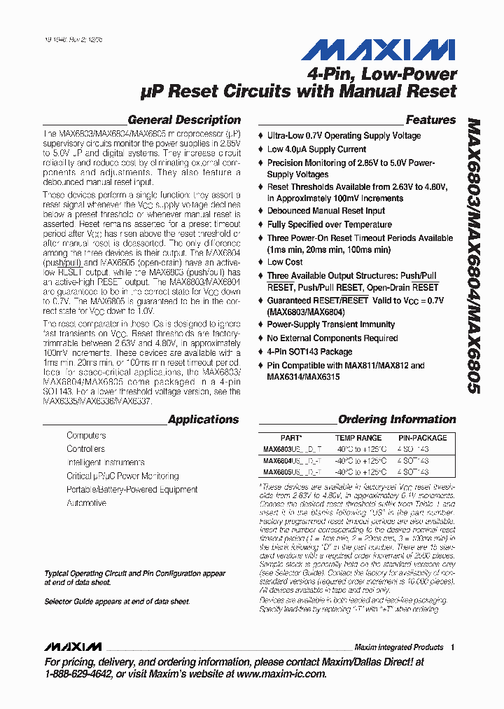 MAX6805USD-T_5921070.PDF Datasheet