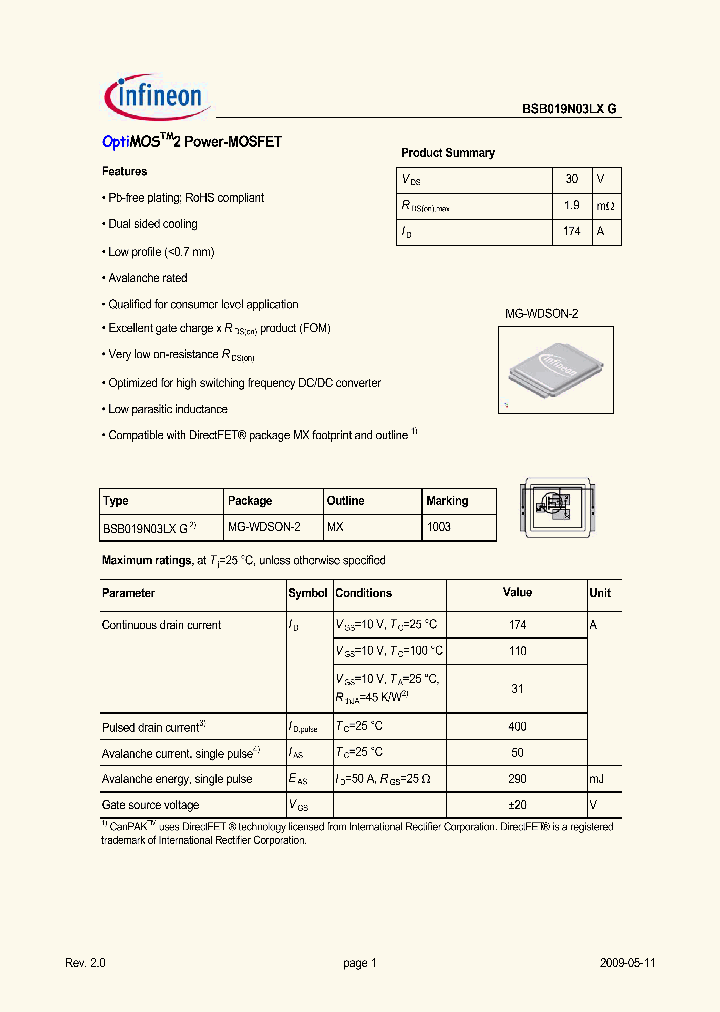 BSB019N03LXG_5950127.PDF Datasheet