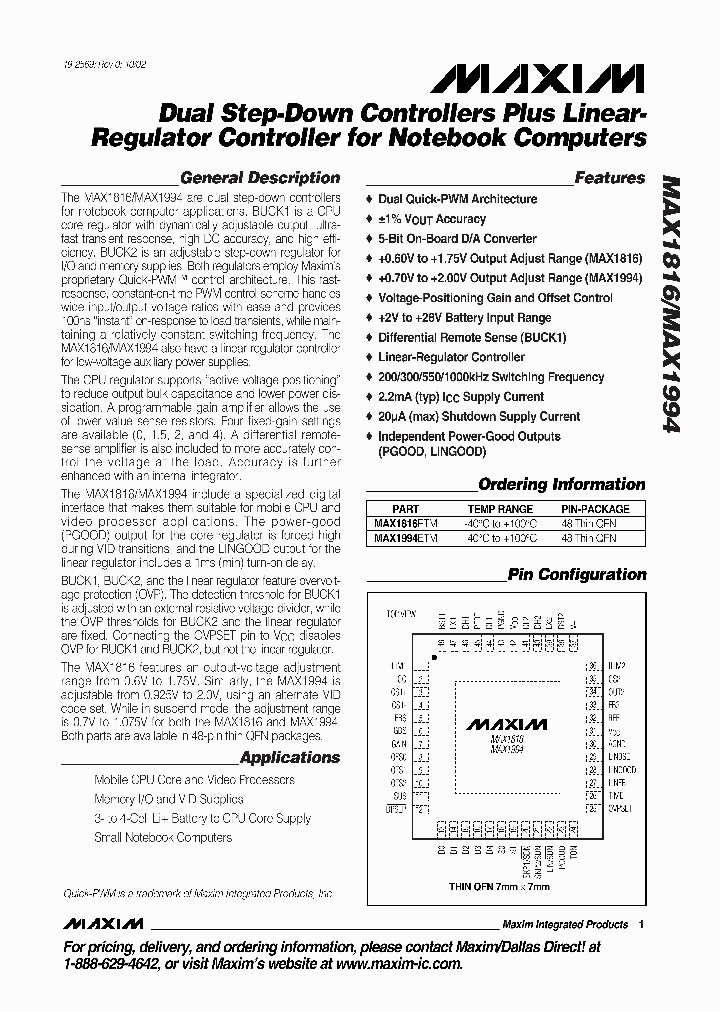 MAX1994ETM_5968242.PDF Datasheet