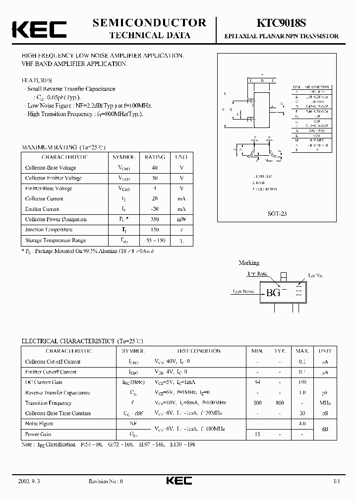 KTC9018S_5992174.PDF Datasheet