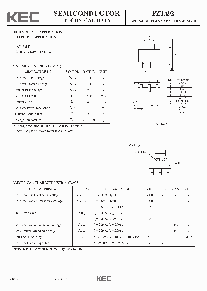 PZTA92_5996019.PDF Datasheet