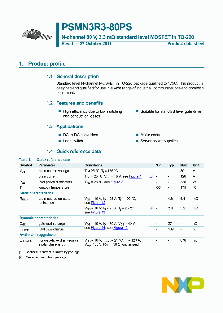 PSMN3R3-80PS_5999984.PDF Datasheet