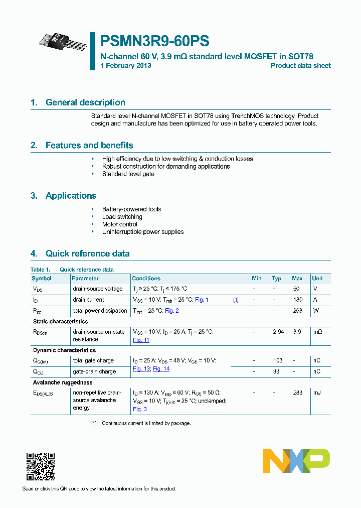 PSMN3R9-60PS_5999986.PDF Datasheet