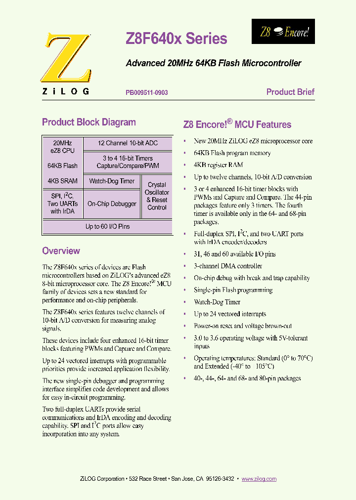 Z8ENCORE000ZCO_6046518.PDF Datasheet