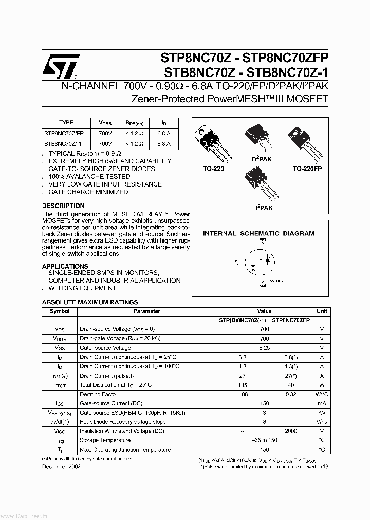 STB8NC70Z_6054467.PDF Datasheet