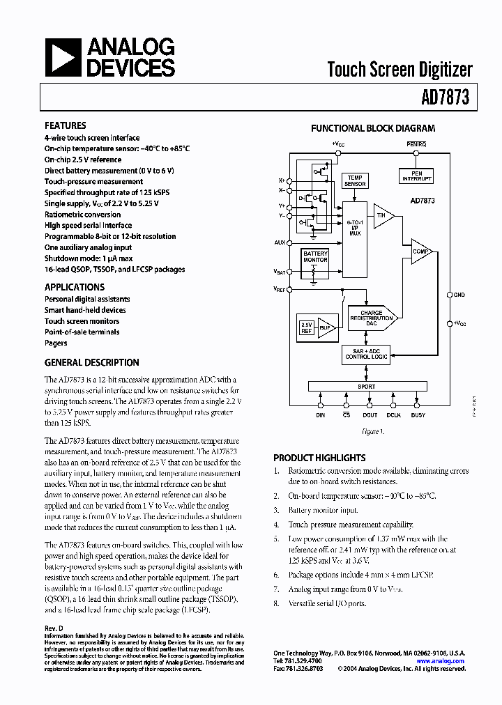 AD7873ACPZ3_6082615.PDF Datasheet