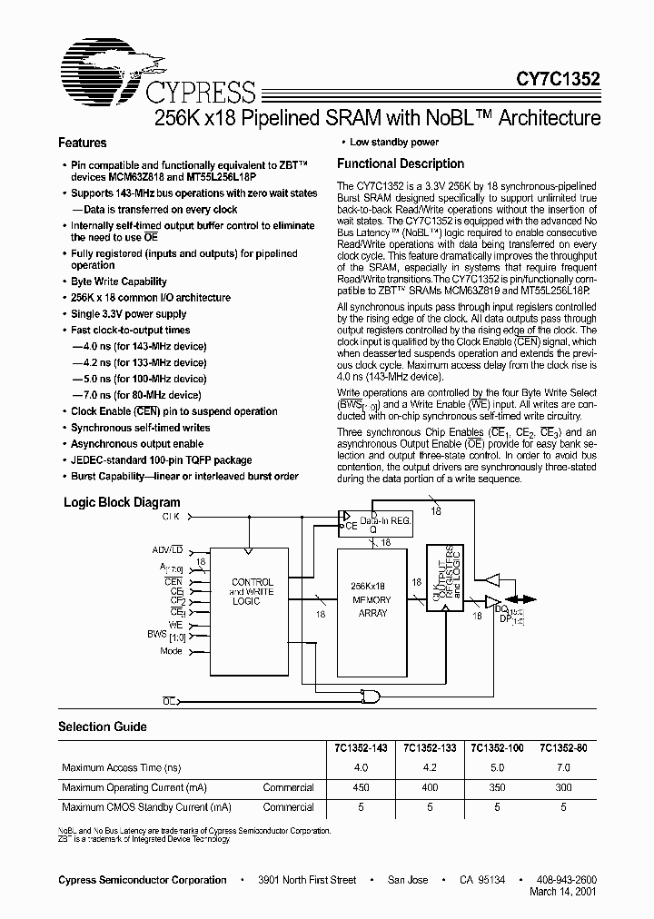 CY7C1352-133AI_6087087.PDF Datasheet