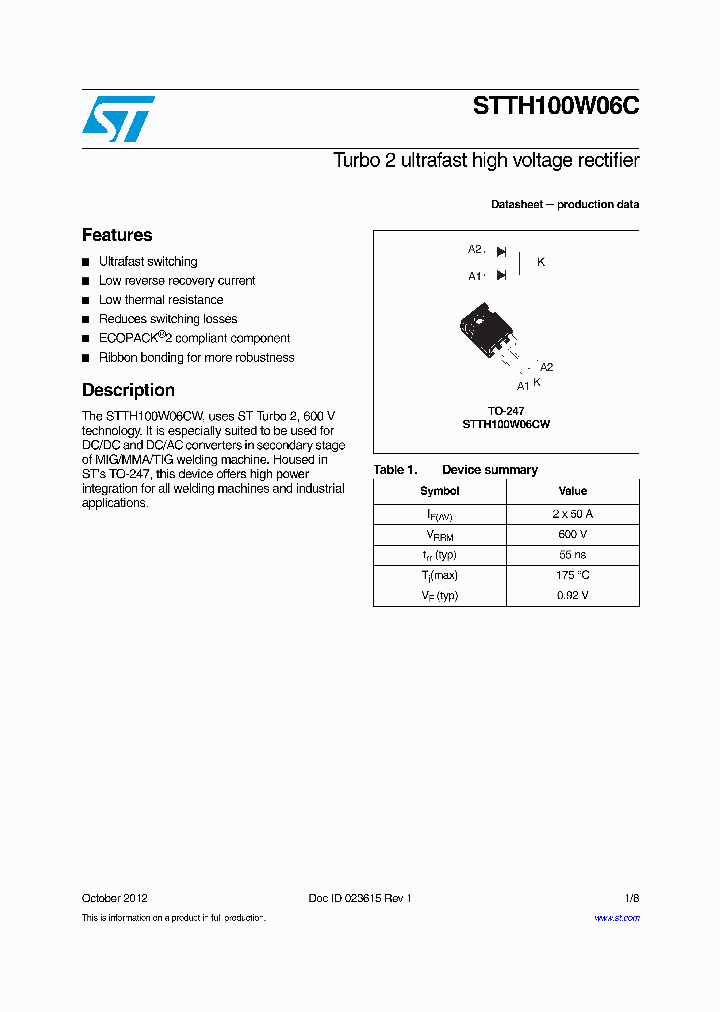 STTH100W06C_6120674.PDF Datasheet