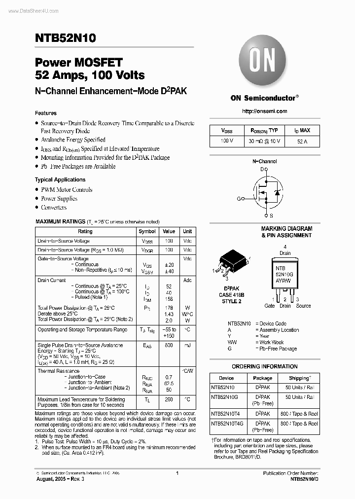 NTB52N10_6148884.PDF Datasheet
