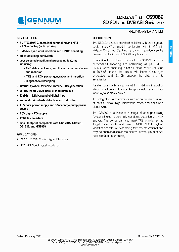 GS9062_6153750.PDF Datasheet