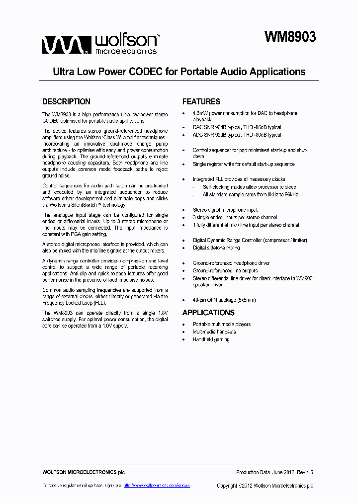 WM8903_6166998.PDF Datasheet