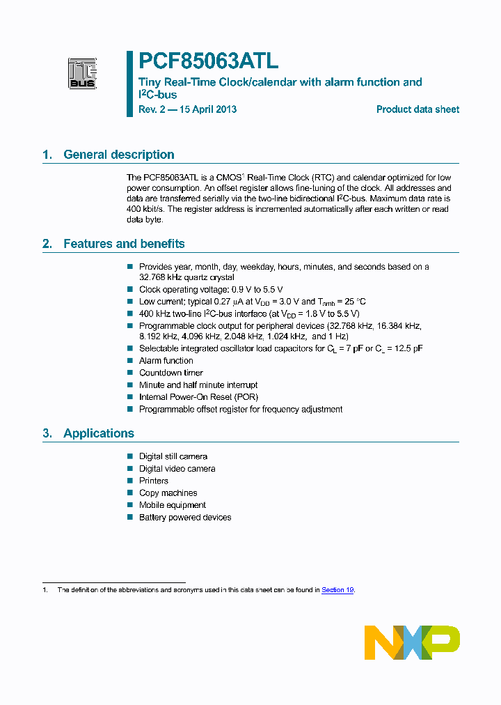 PCF85063ATL_6168225.PDF Datasheet
