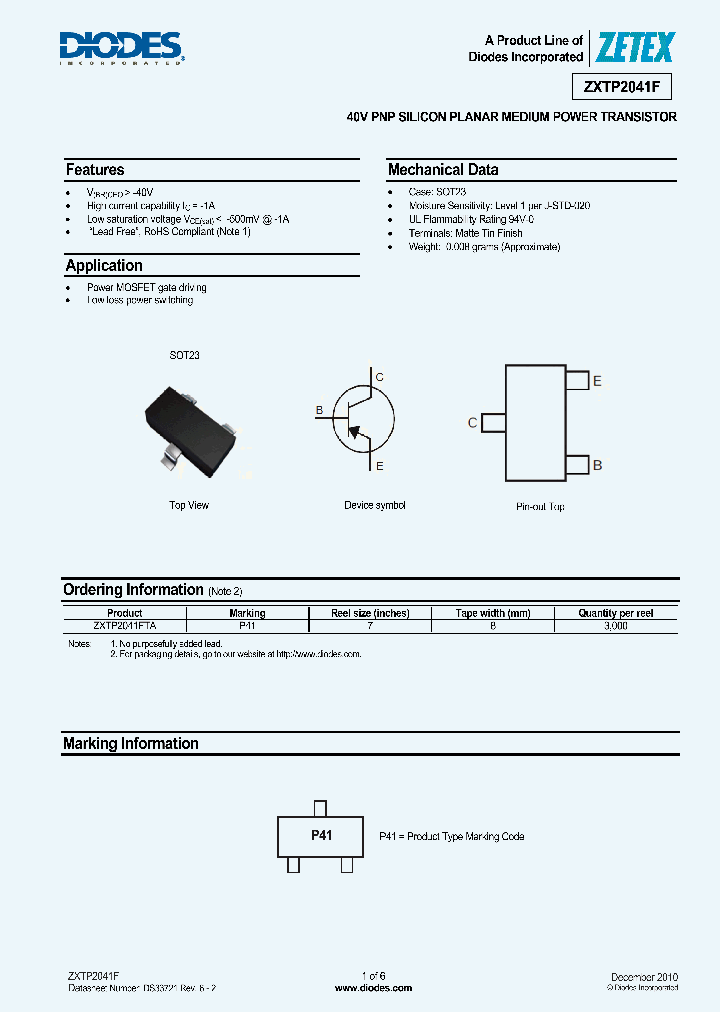 ZXTP2041F_6173519.PDF Datasheet