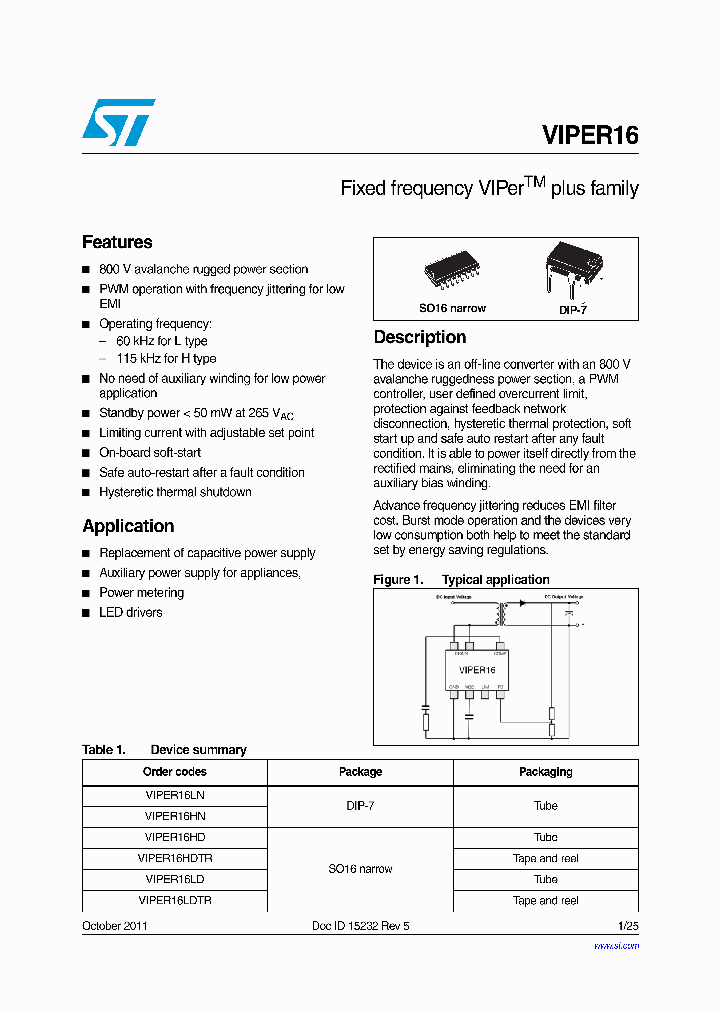 VIPER16LN_6212963.PDF Datasheet
