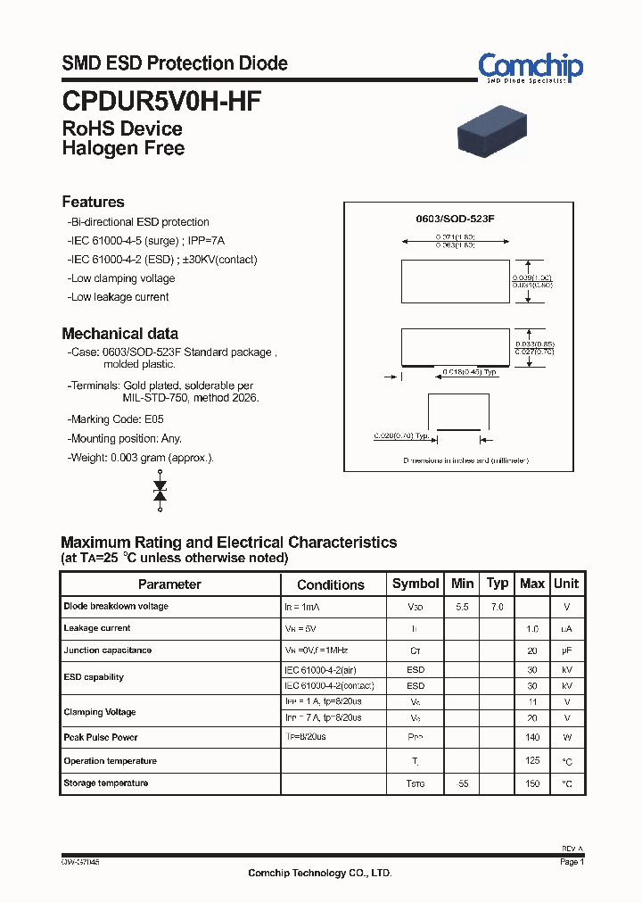 CPDUR5V0H-HF_6224533.PDF Datasheet