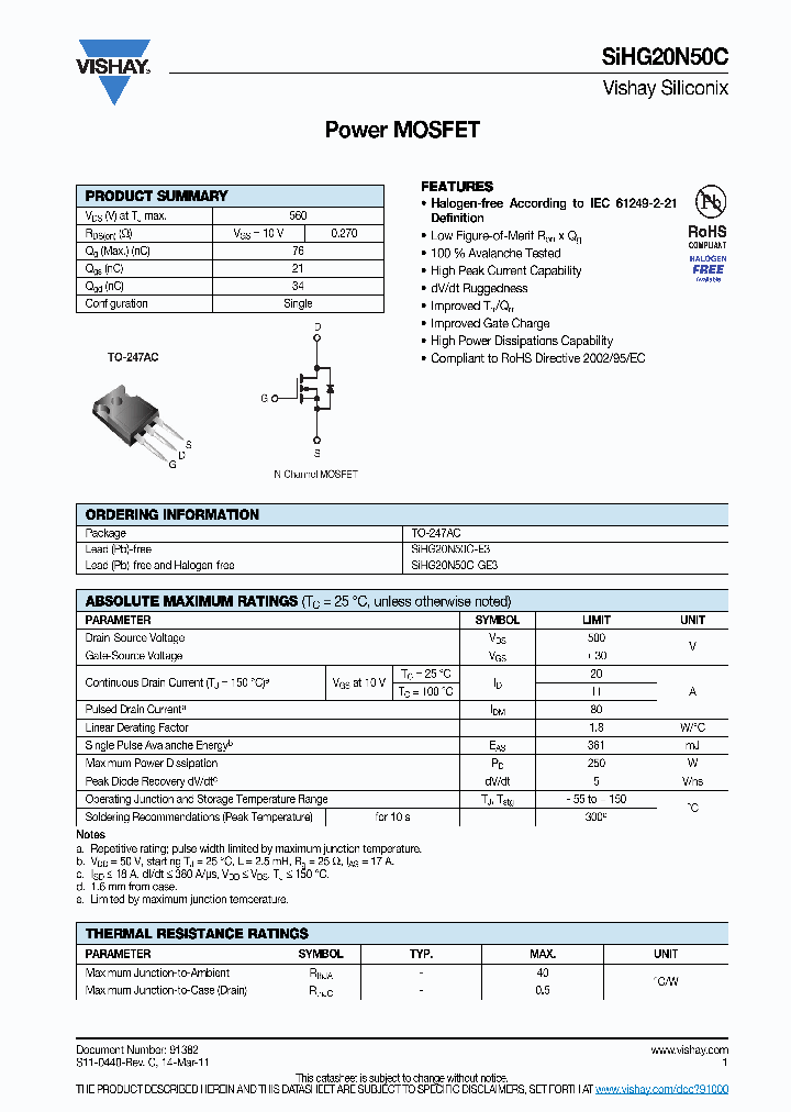 SIHG20N50C-E3_6228136.PDF Datasheet