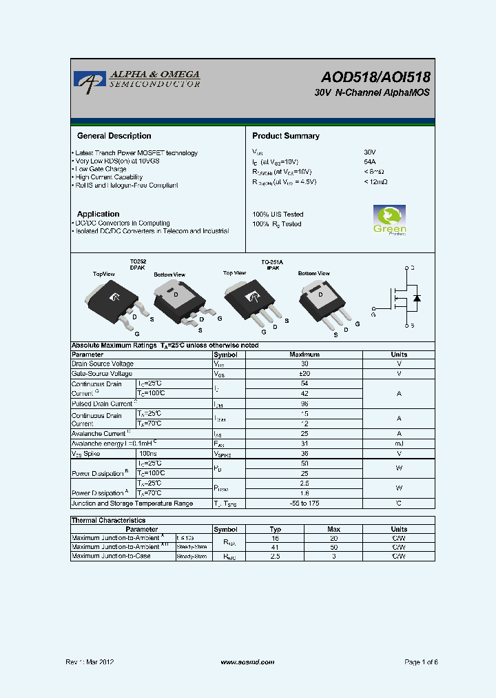 AOD518_6294002.PDF Datasheet