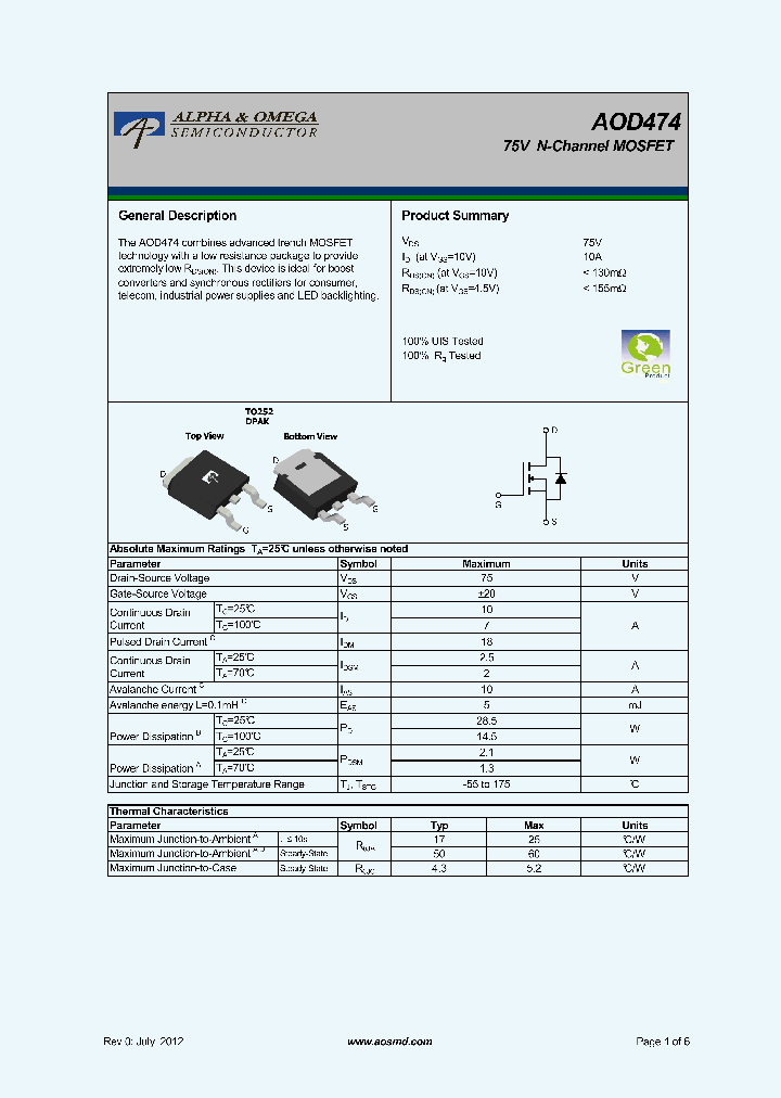 AOD474_6293776.PDF Datasheet