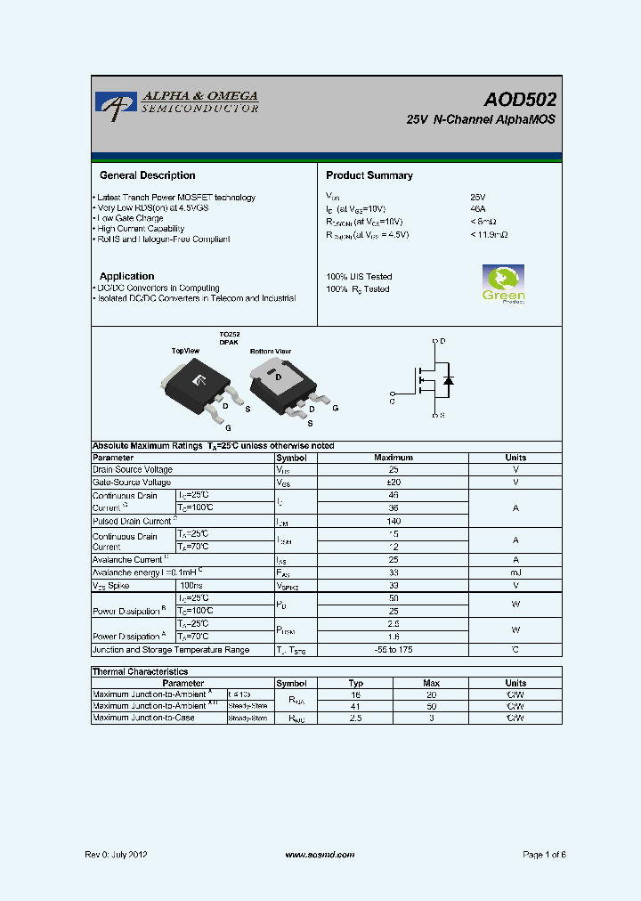 AOD502_6293994.PDF Datasheet