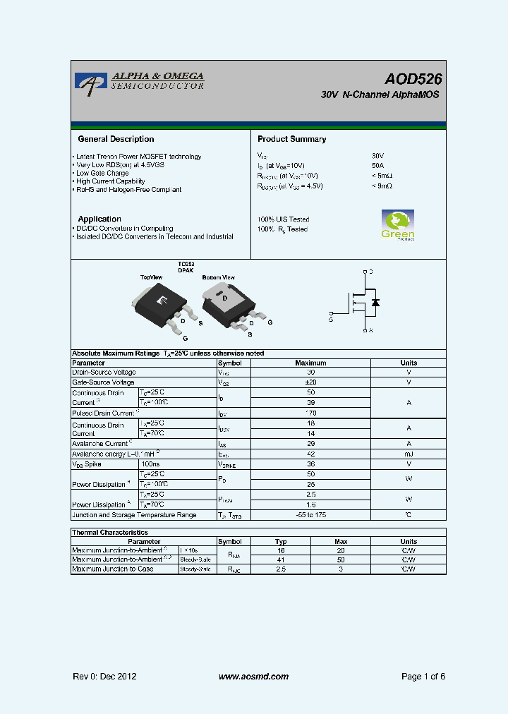AOD526_6294003.PDF Datasheet