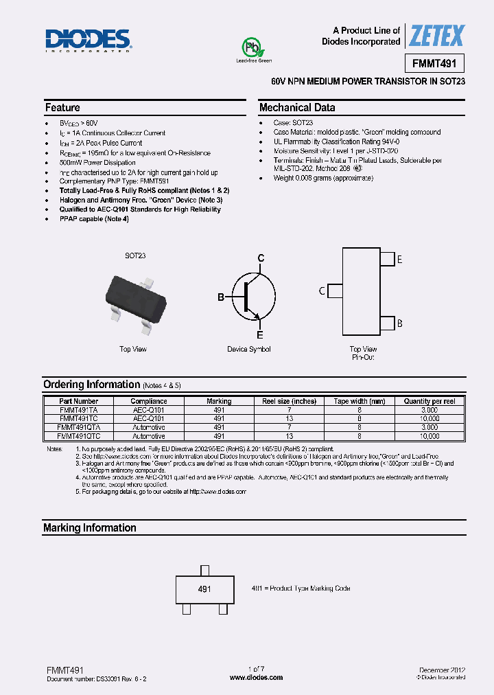 FMMT491QTA_6324958.PDF Datasheet